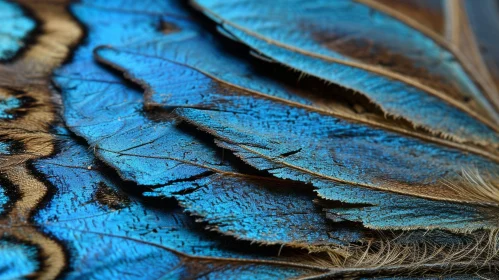 Blue Butterfly Wing - Delicate Patterns of Veins and Scales
