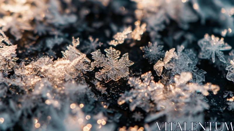 Close-up Snowflake with Intricate Design - Beauty of Nature AI Image