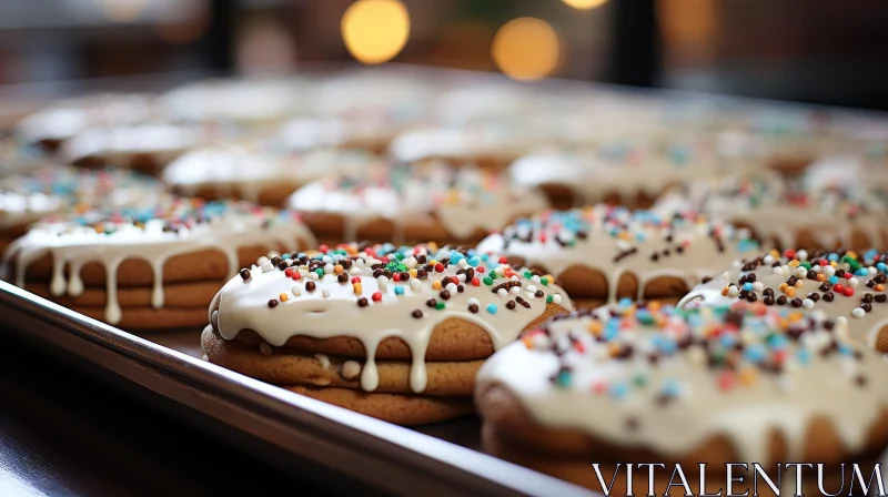 Delicious Iced and Decorated Cookies on Tray AI Image