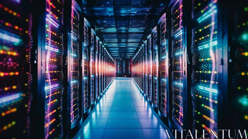 AI ART Futuristic Server Room - Technology and Data Storage Concept