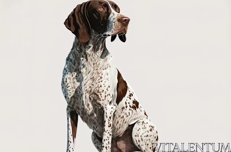 Grey and White Pointer Dog in a Studio Portrait | Digital Art Techniques AI Image
