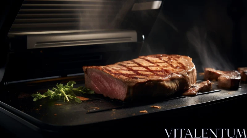 AI ART Sizzling Steak on Grill - Perfectly Cooked Delight
