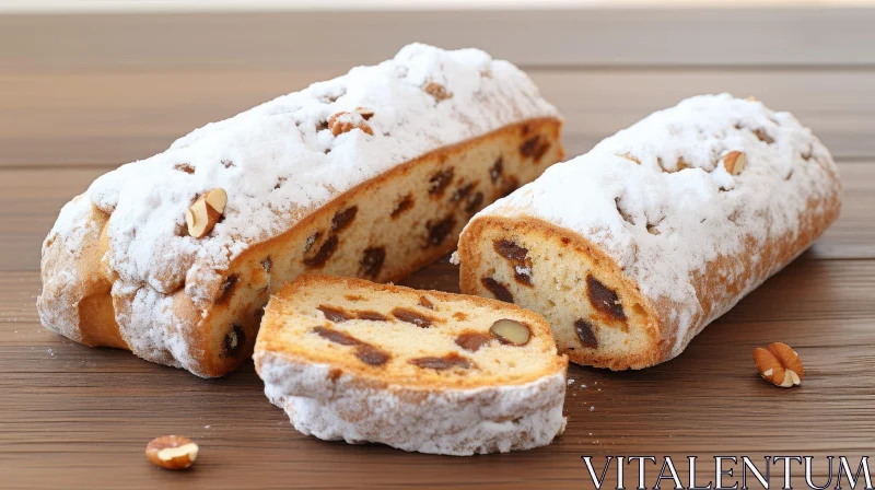 Traditional German Christmas Stollen with Almonds AI Image