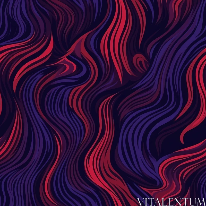 AI ART Abstract Red and Purple Waves Pattern on Black Background