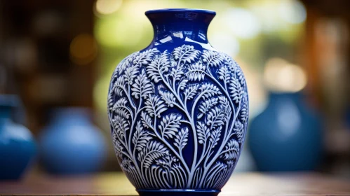 Blue and White Porcelain Vase with Floral Design