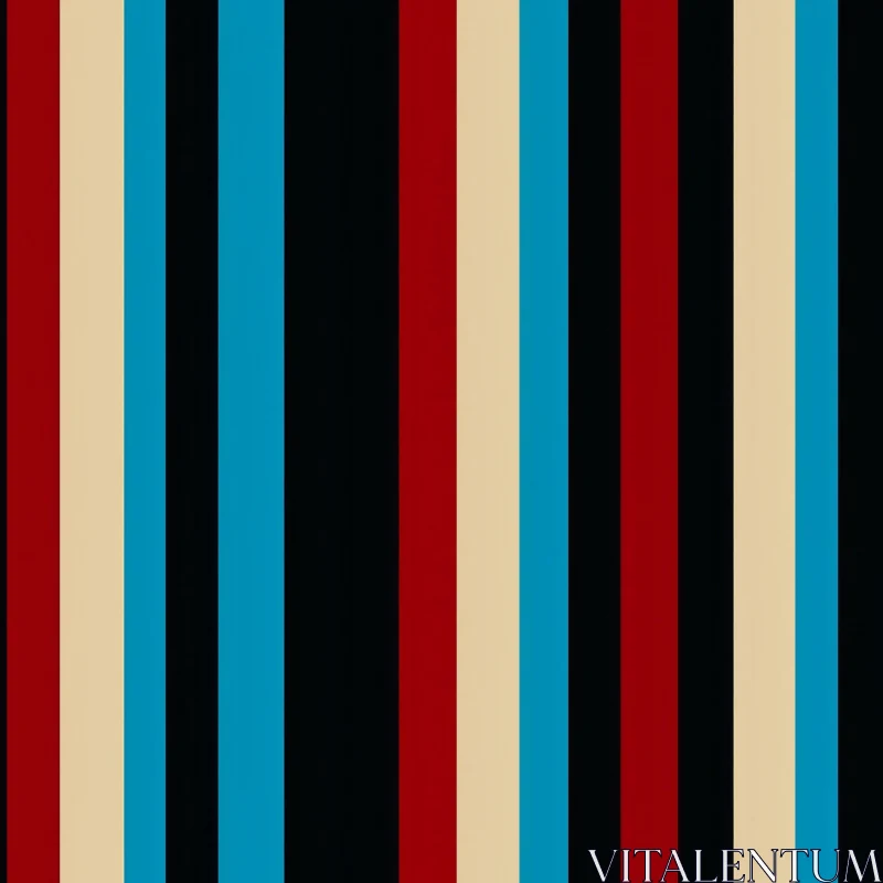 AI ART Blue, Black, Red & Beige Vertical Stripes Pattern