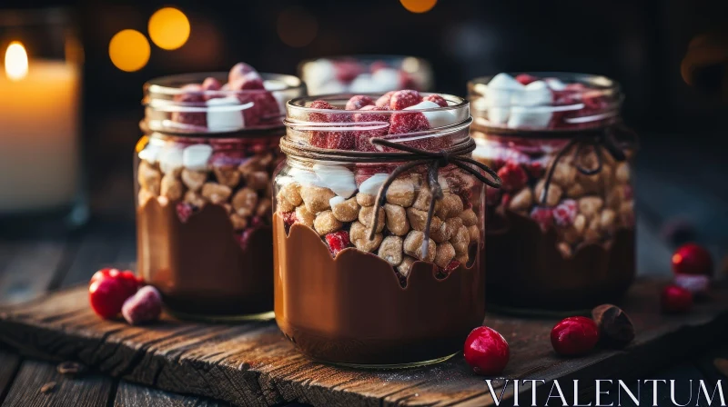Delicious Chocolate Dessert in Glass Jars AI Image