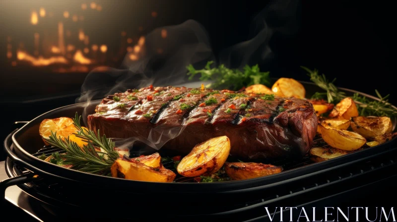 Delicious Grilled Steak with Roasted Potatoes and Rosemary AI Image