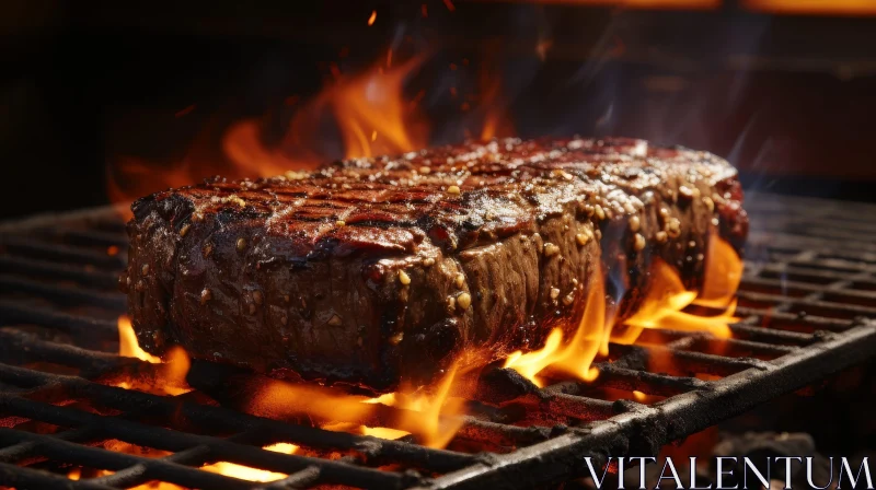 Delicious Juicy Steak Sizzling on Grill AI Image
