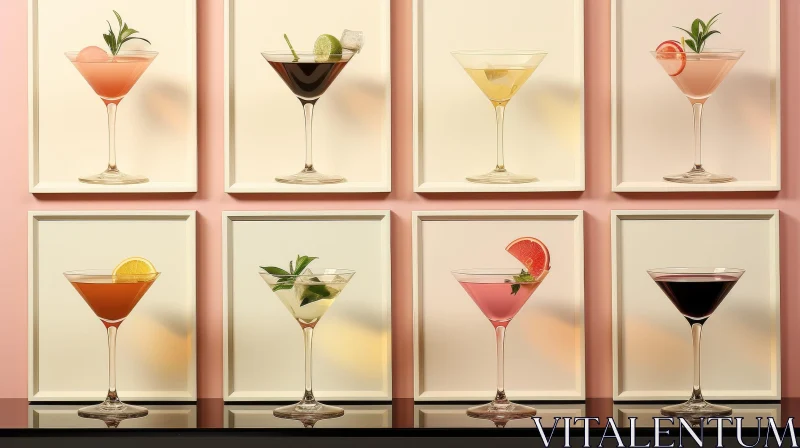 AI ART Exquisite Cocktail Presentation in Martini Glasses