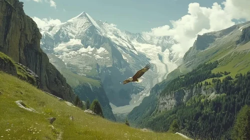 Majestic Eagle Soaring Above Swiss Alps | Nature Photography