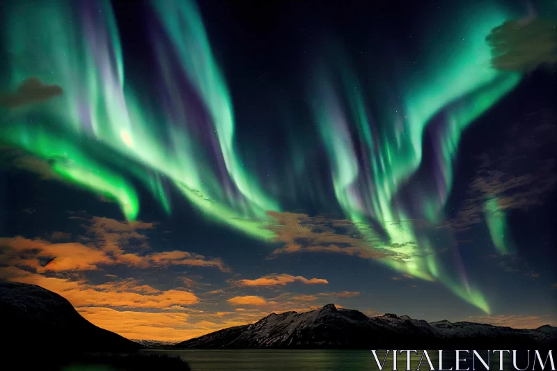 Majestic Northern Lights over Mountain Range | Ethereal Aurora Borealis AI Image