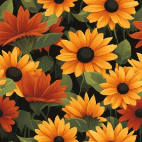 Sunflower and Black-Eyed Susan Seamless Floral Pattern