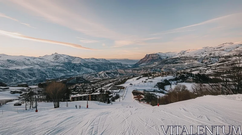 AI ART Winter Ski Resort Mountain Landscape