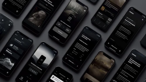 Black Mobile Phone Screenshots: Dark Themed Apps with Minimalist Design