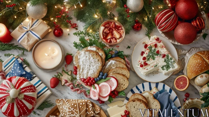 Festive Table Setting for a Christmas or Holiday Meal AI Image