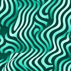Green and White Wavy Pattern - Seamless Design