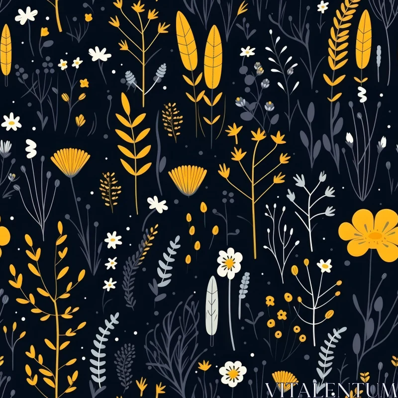 Hand-Drawn Floral Pattern for Fabric Print AI Image