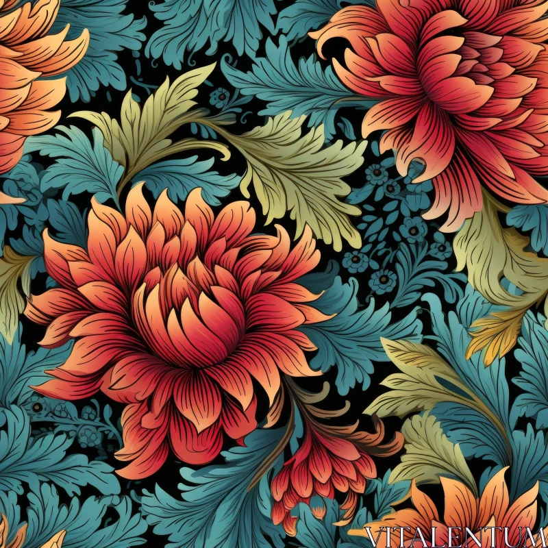 AI ART Intricate Floral Pattern on Dark Blue Background