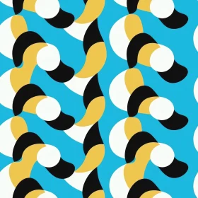 Modern Geometric Vector Pattern in Black, White, Yellow on Blue