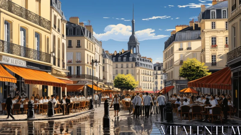 AI ART Paris Streetscape: Vibrant City Life in Paris