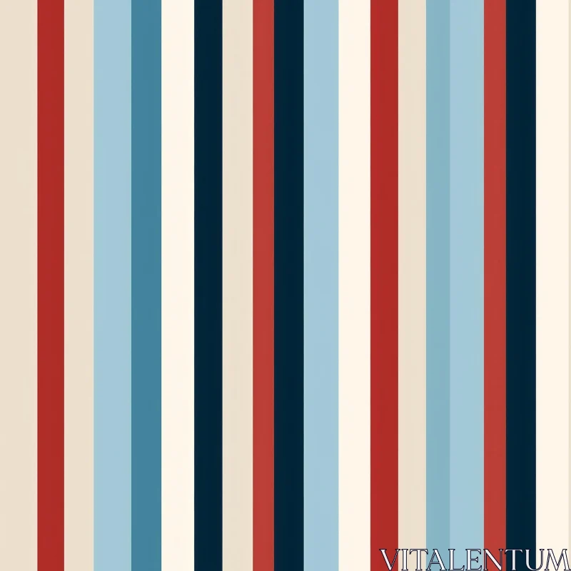 Classic Vertical Stripes Pattern in Red, Blue, Cream, and Navy AI Image