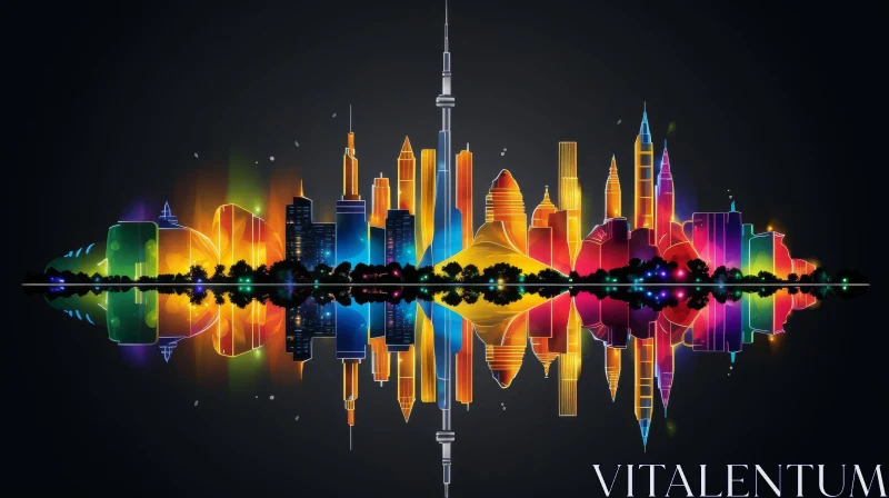 Colorful Cityscape Digital Drawing AI Image