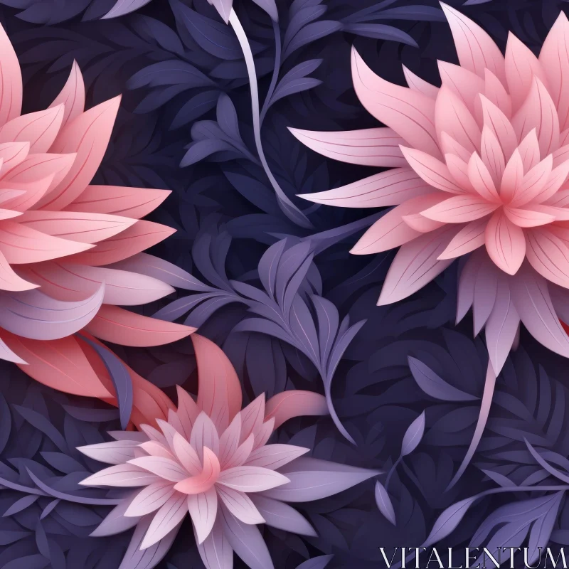 Dark Blue Floral Pattern - Home Decor & Fabric Design AI Image