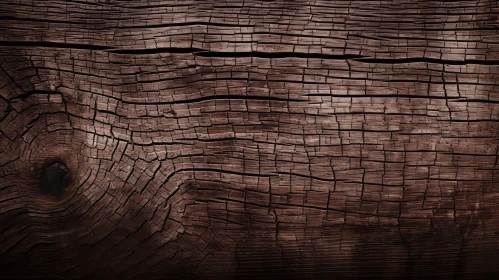 Dark Brown Wooden Surface with Cracks and Knots