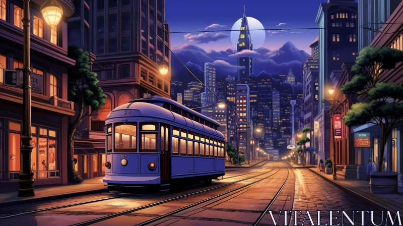Enigmatic City Street at Night AI Image