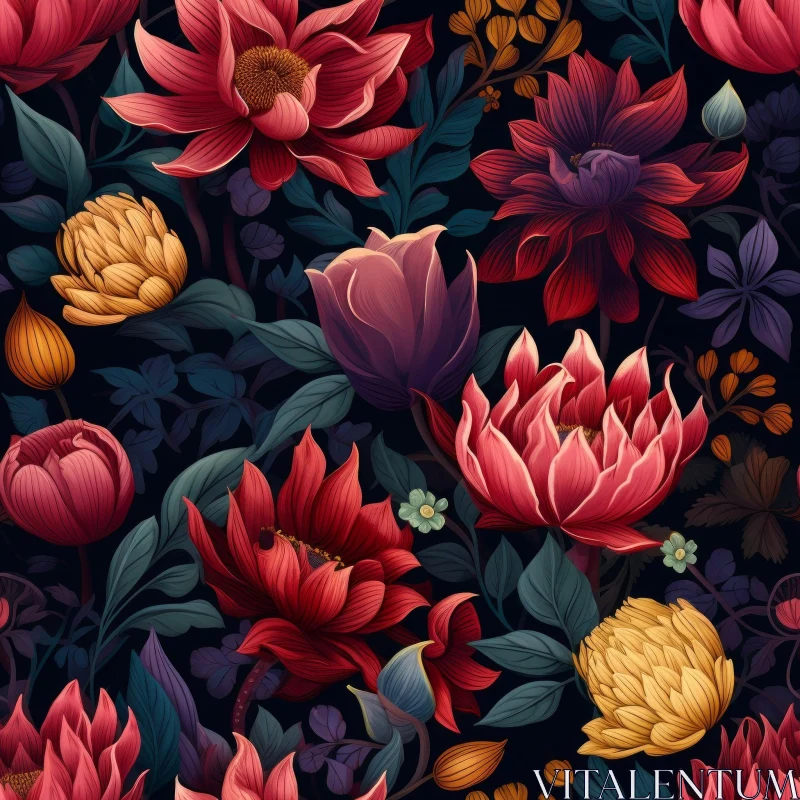 Floral Pattern on Dark Background