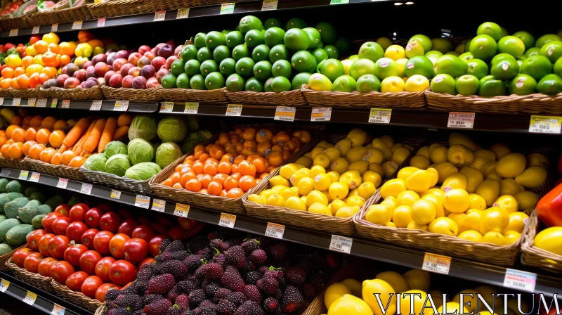 Fresh and Vibrant Grocery Store Produce Section AI Image
