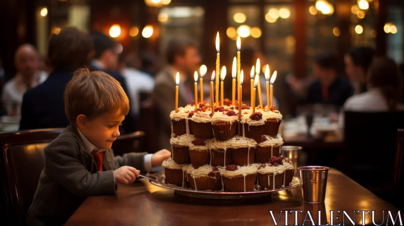 Joyful Birthday Celebration at Restaurant AI Image