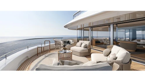 Luxurious Yacht with Spacious Deck and Panoramic Ocean Views