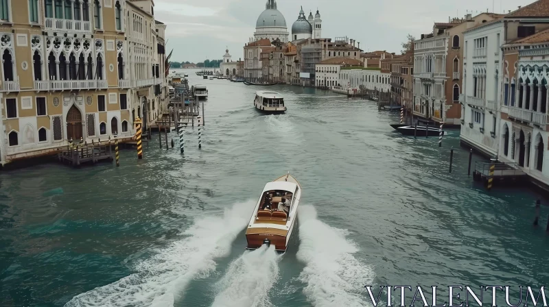 Venice Grand Canal Boat Sailing View AI Image