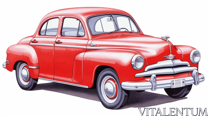 Vintage Red Car: A Captivating Tribute to Soviet Influence and Indian Pop Culture AI Image