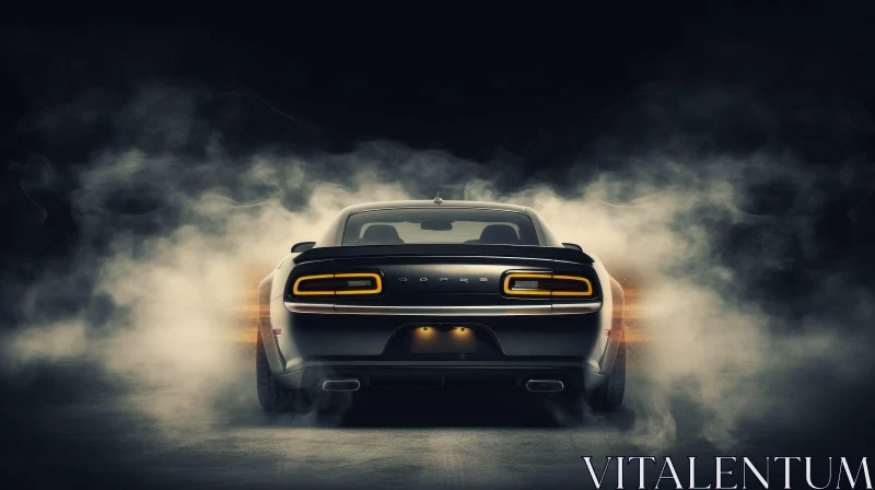 Black Sports Car with Smoke and Lights AI Image