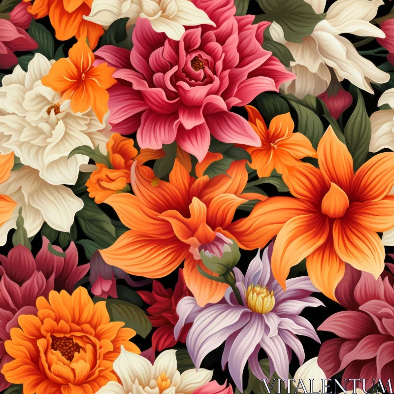 Colorful Flowers Seamless Pattern for Fabric and Wallpaper AI Image