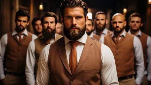 Men in Formal Wear with Different Expressions