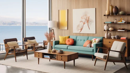 Ocean View Mid-Century Modern Living Room