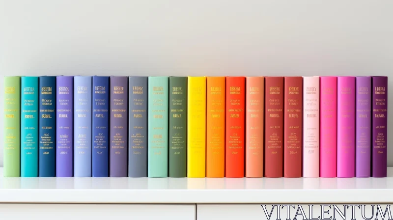 AI ART Rainbow Colorful Books Arrangement