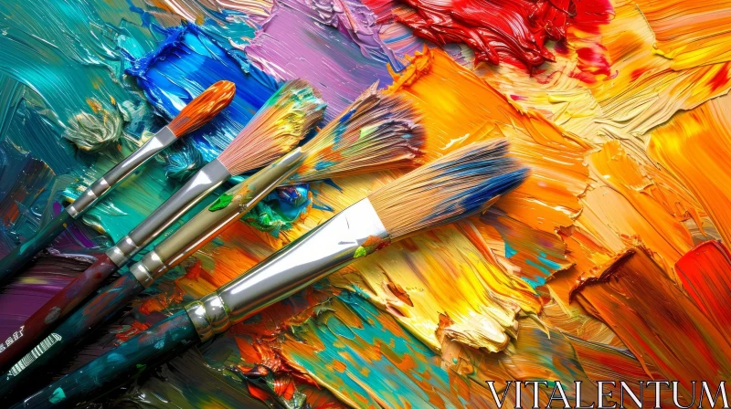Colorful Palette with Expressive Brushstrokes | Art AI Image