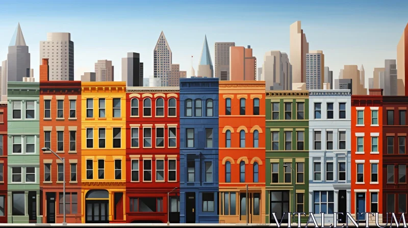 AI ART Colorful Urban Buildings in Vibrant City Scene