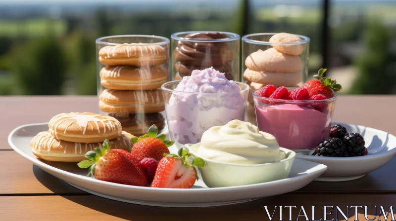 Delicious Desserts on White Plate AI Image