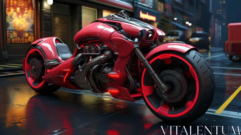 Innovative Futuristic Red Motorcycle | 3D Rendering AI Image