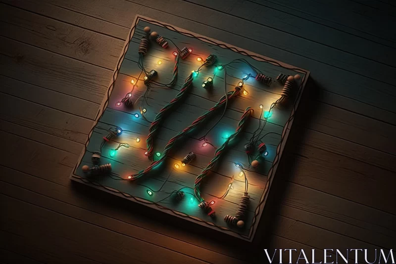 AI ART Captivating Christmas Lights in Surrealistic Wooden Box