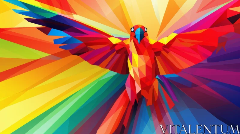 AI ART Colorful Parrot in Flight - Modern Geometric Style