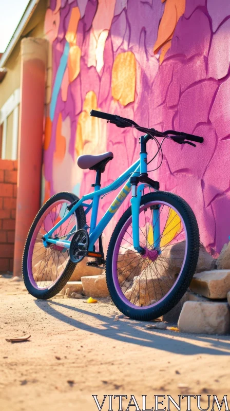 AI ART Colorful Urban Bicycle Against Vibrant Wall