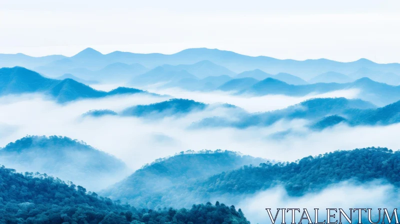 Majestic Mountain Landscape with Misty Valley AI Image