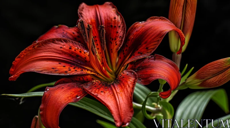 Red Lily Flower in Full Bloom: Captivating Close-Up AI Image